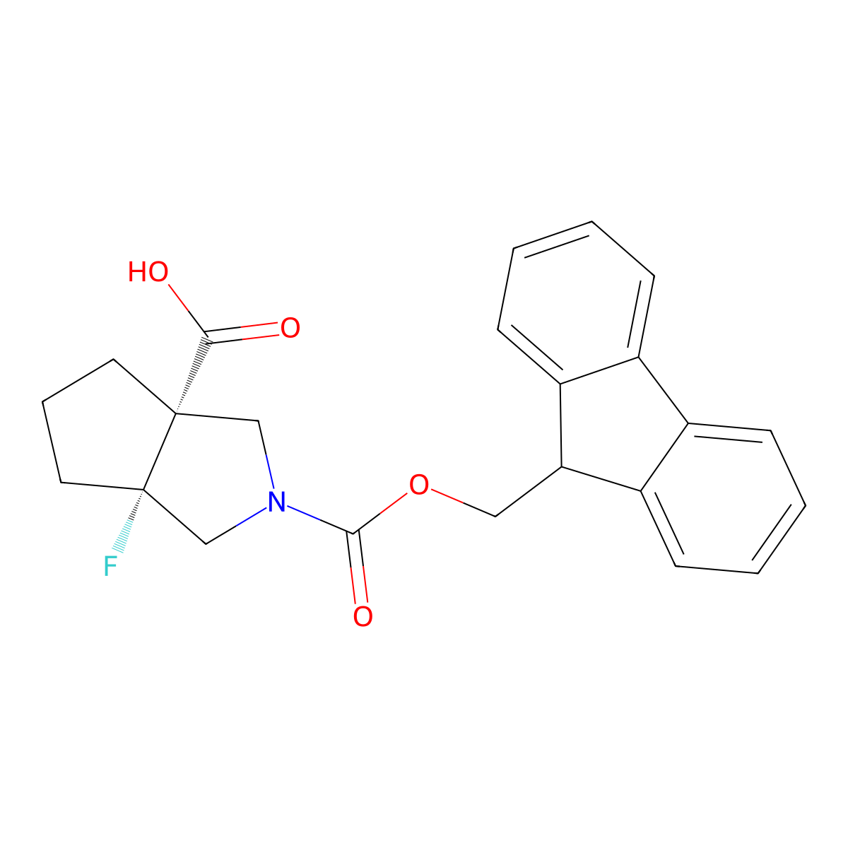 rac-(3aR,6aS)-2-{[(9H-fluoren-9-yl)methoxy]carbonyl}-6a-fluoro-octahydrocyclopenta[c]pyrrole-3a-carboxylic acid molecular structure, CAS 2751337-34-3