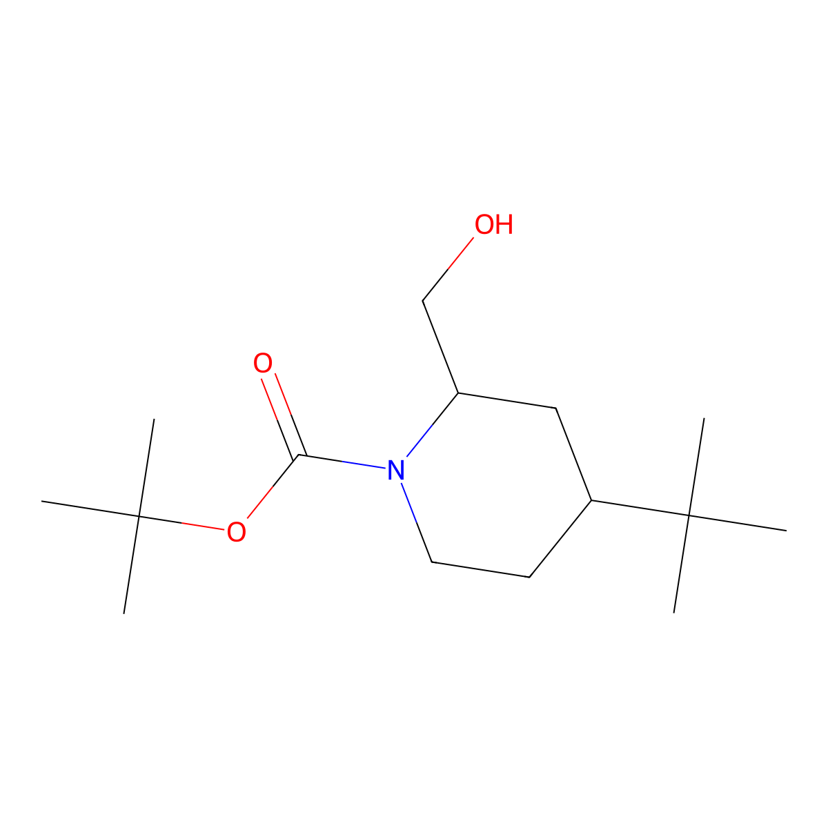 tert-butyl (2S,4R)-4-tert-butyl-2-(hydroxymethyl)piperidine-1-carboxylate molecular structure, CAS 2751481-95-3