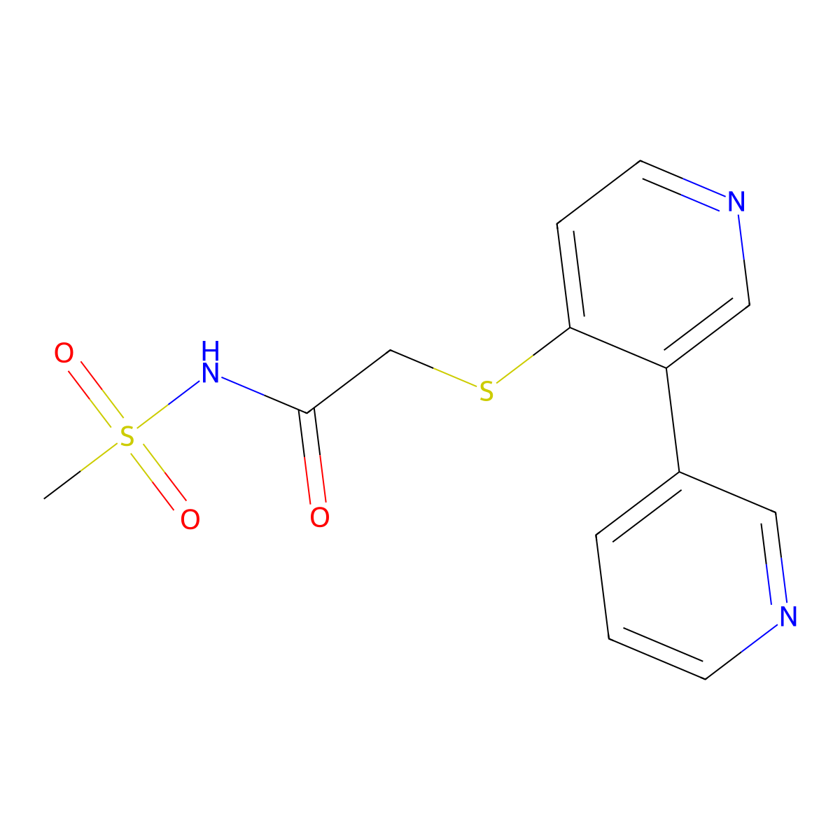 2-([3,3'-Bipyridin]-4-ylthio)-N-(methylsulfonyl)acetamide molecular structure, CAS 2751567-13-0