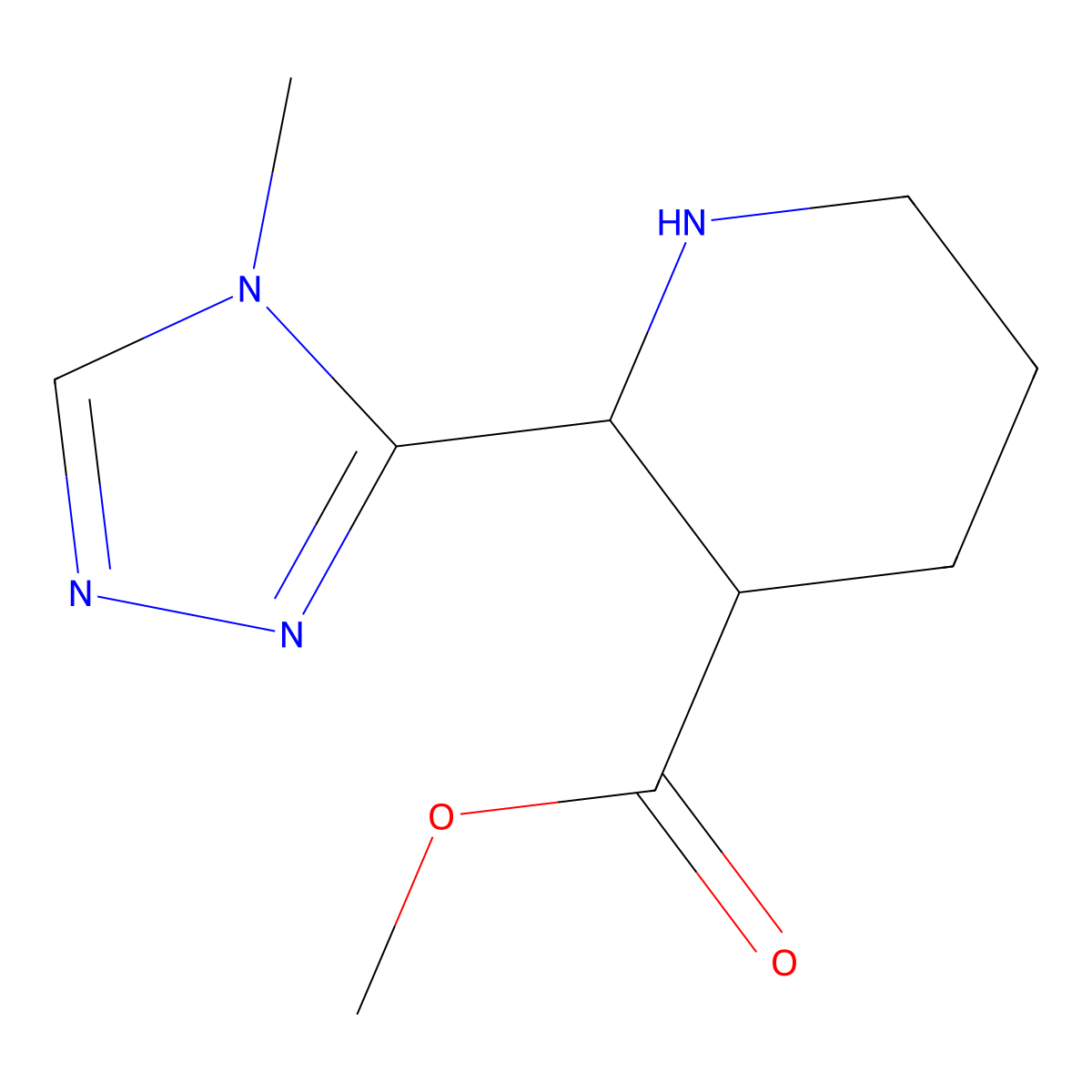 rac-methyl (2R,3S)-2-(4-methyl-4H-1,2,4-triazol-3-yl)piperidine-3-carboxylate molecular structure, CAS 2751571-23-8