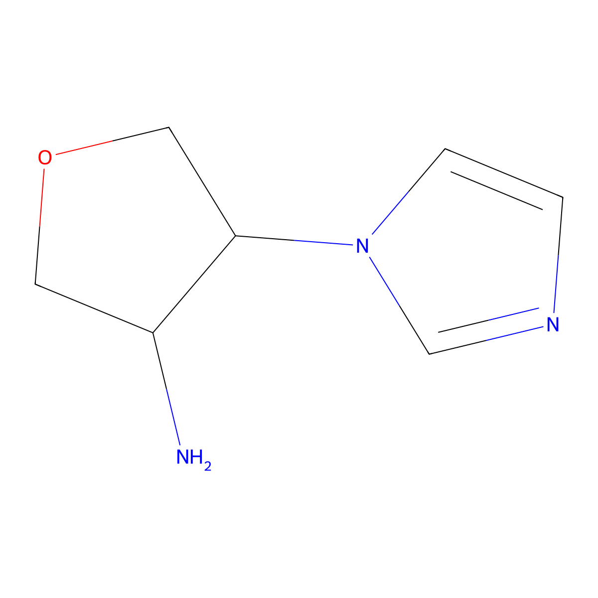 rac-(3R,4S)-4-(1H-imidazol-1-yl)oxolan-3-amine molecular structure, CAS 2751574-45-3