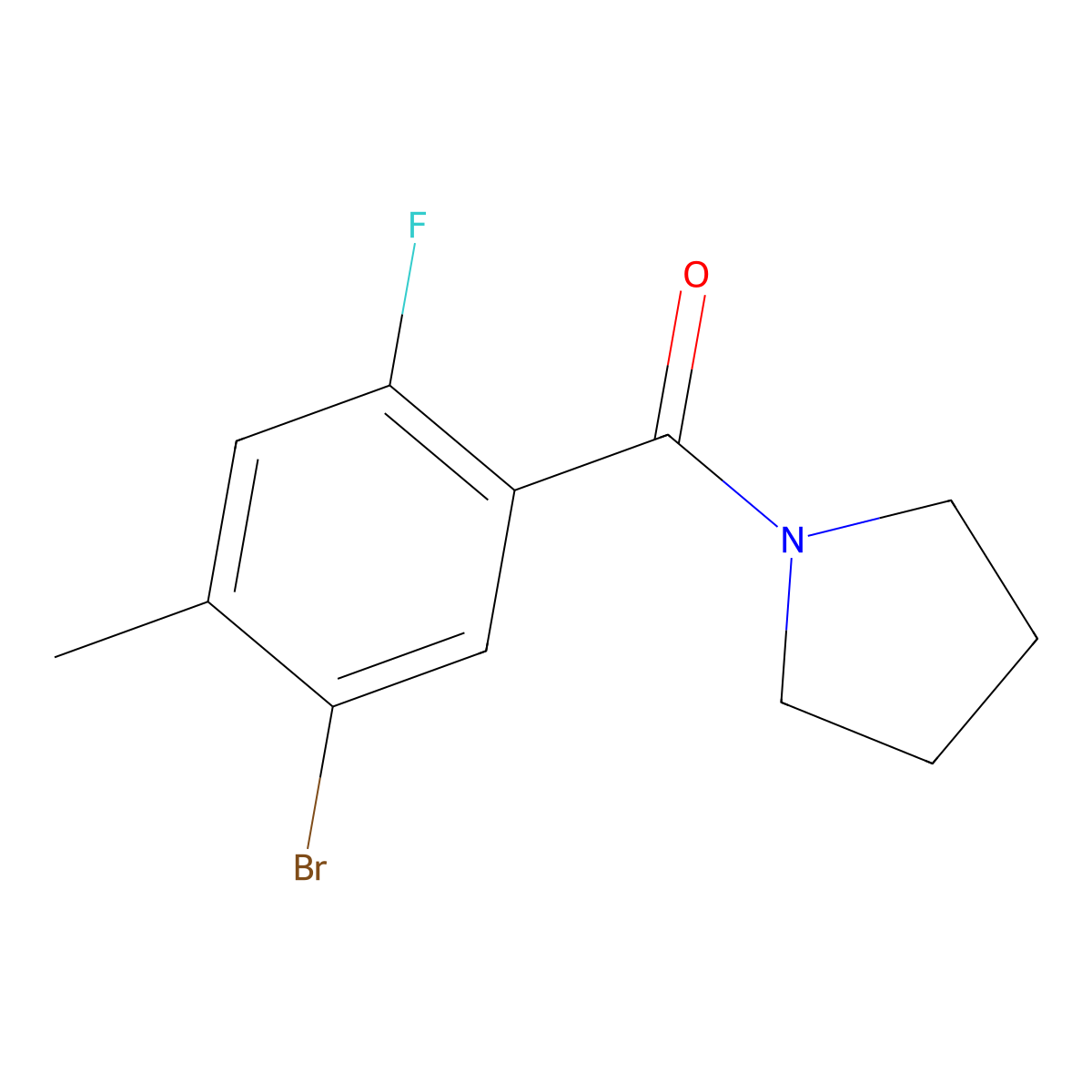 (5-Bromo-2-fluoro-4-methylphenyl)(pyrrolidin-1-yl)methanone molecular structure, CAS 2751576-05-1