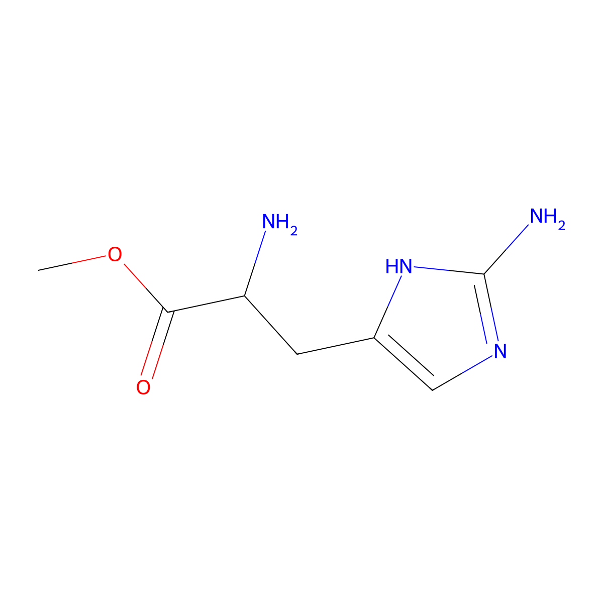 methyl (2R)-2-amino-3-(2-amino-1H-imidazol-4-yl)propanoate molecular structure, CAS 2751602-76-1