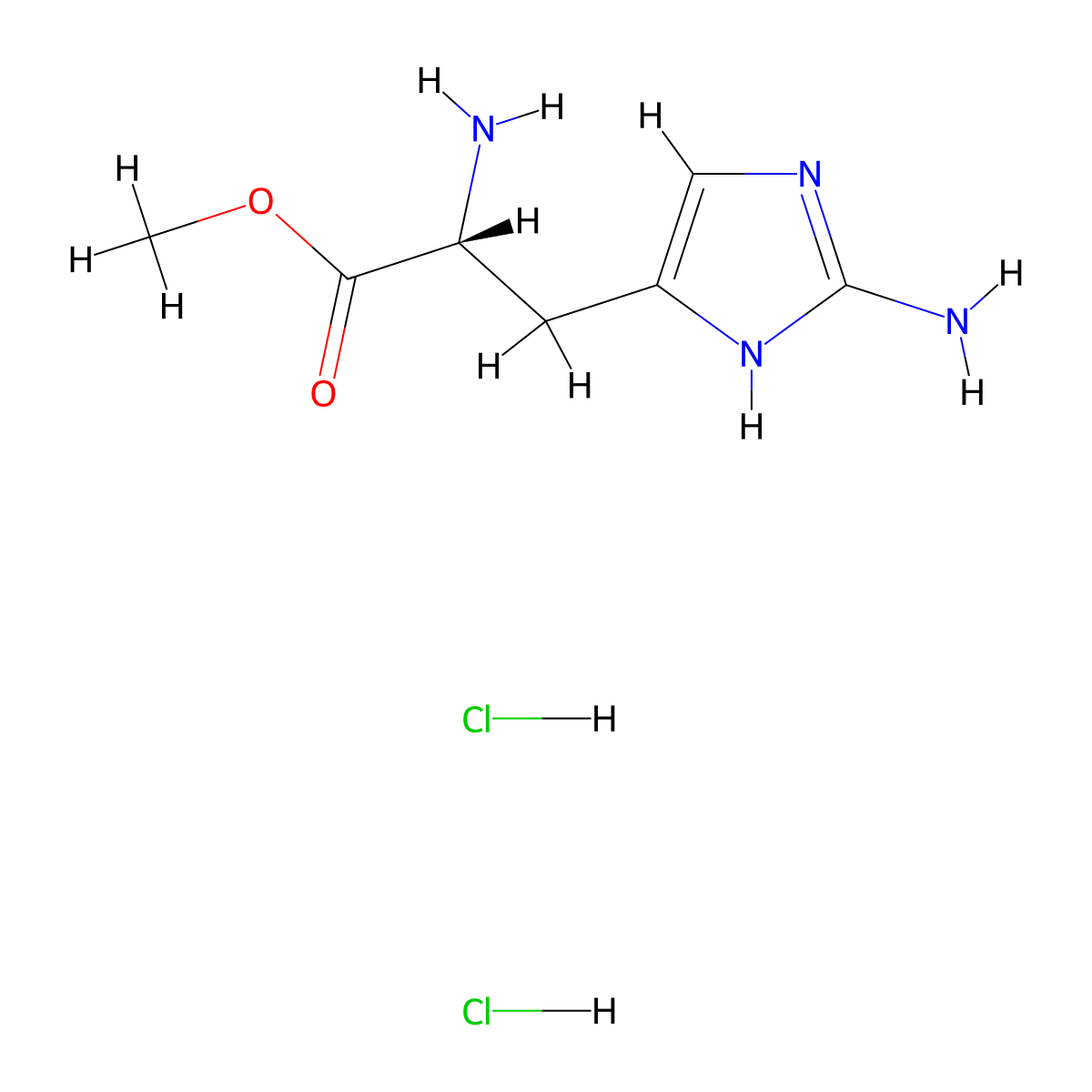 methyl(2R)-2-amino-3-(2-amino-1H-imidazol-4-yl)propanoatedihydrochloride molecular structure, CAS 2751602-77-2