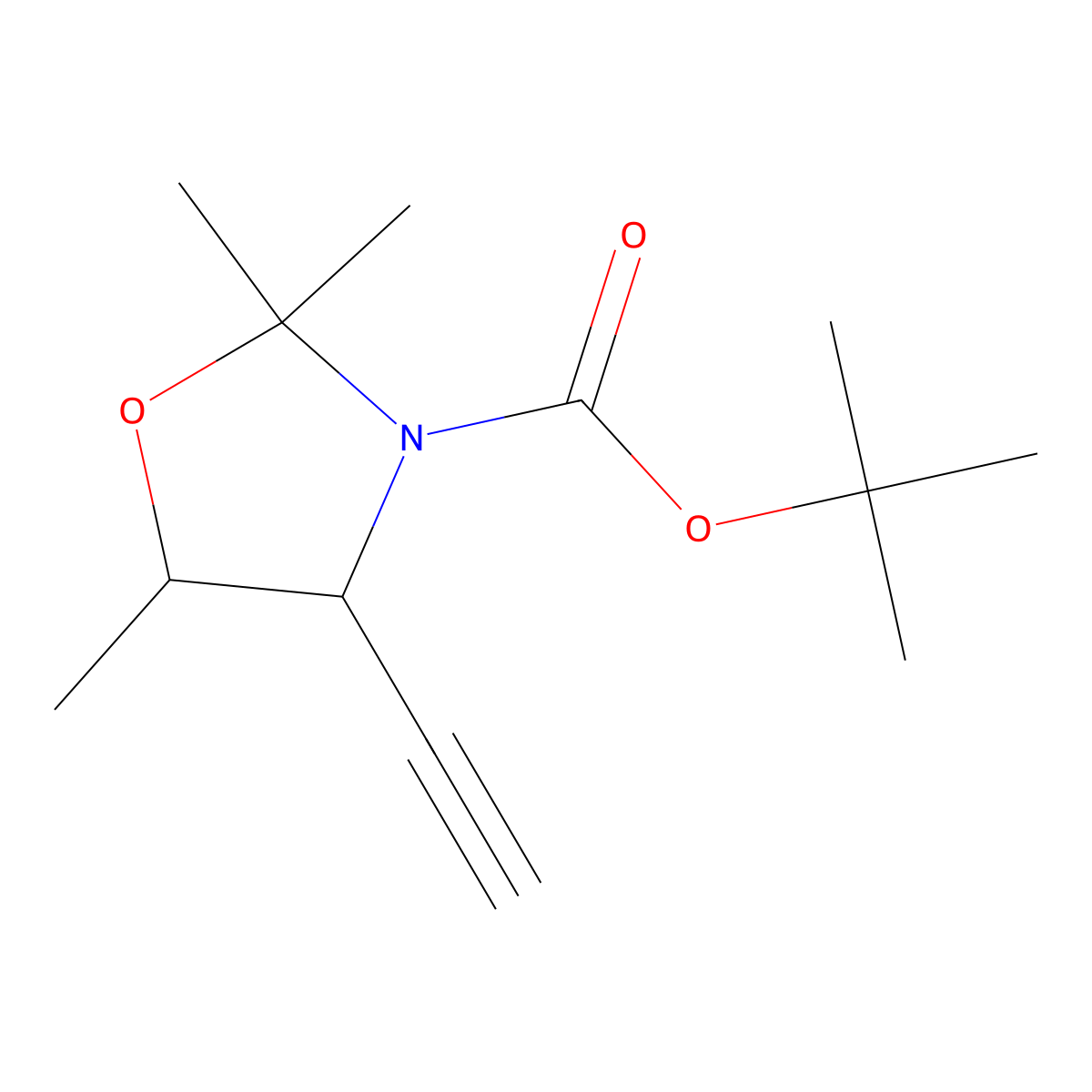 tert-butyl (4S,5S)-4-ethynyl-2,2,5-trimethyl-1,3-oxazolidine-3-carboxylate molecular structure, CAS 2751602-90-9
