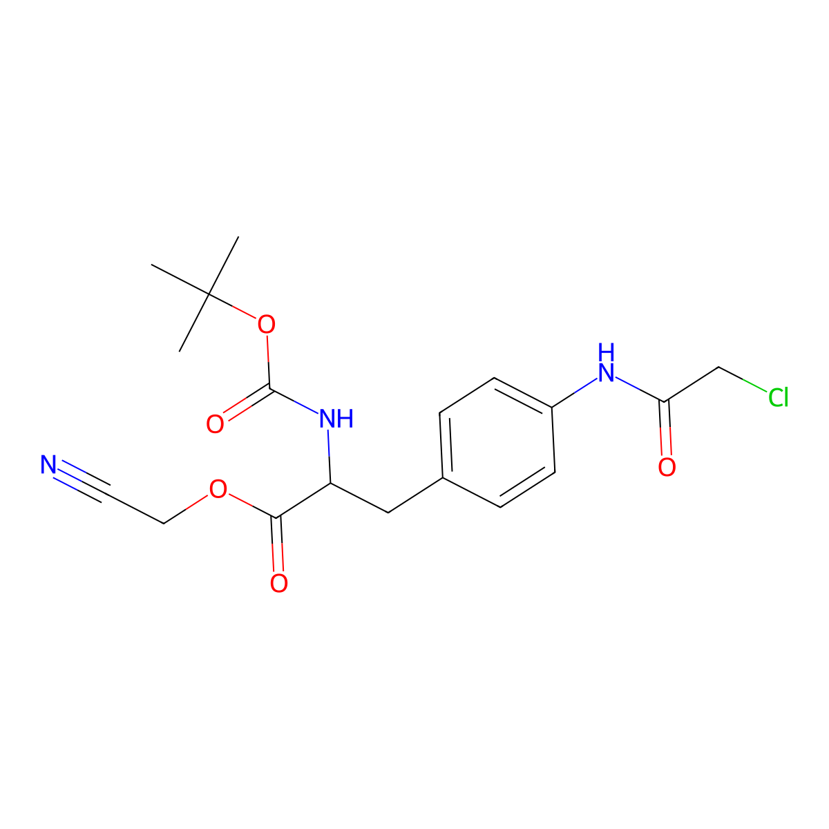 cyanomethyl (2S)-2-{[(tert-butoxy)carbonyl]amino}-3-[4-(2-chloroacetamido)phenyl]propanoate molecular structure, CAS 2751602-98-7