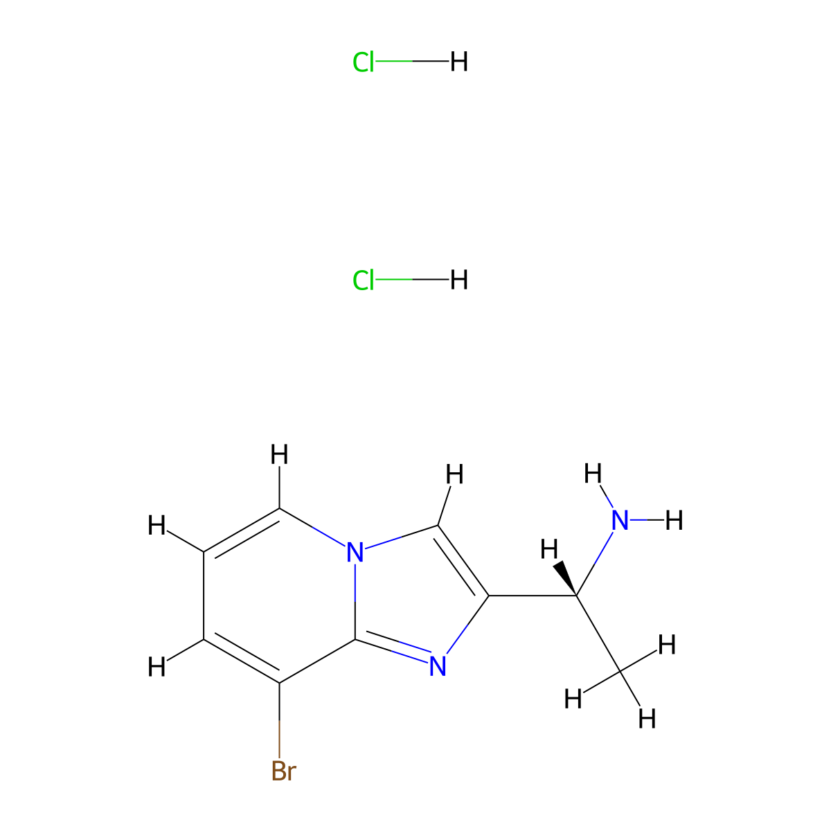 (1R)-1-{8-bromoimidazo[1,2-a]pyridin-2-yl}ethan-1-amine dihydrochloride molecular structure, CAS 2751603-03-7