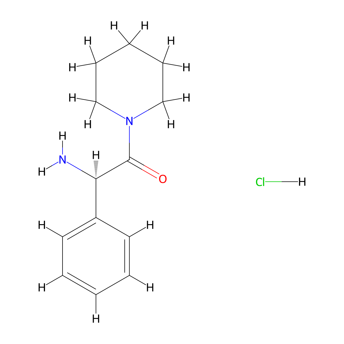 (2R)-2-amino-2-phenyl-1-(piperidin-1-yl)ethan-1-one hydrochloride molecular structure, CAS 2751603-05-9