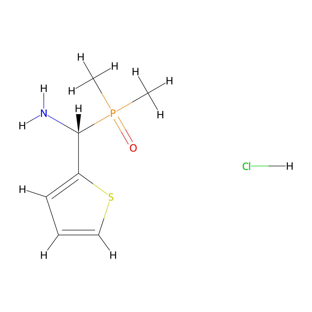 (1R)-1-(dimethylphosphoryl)-1-(thiophen-2-yl)methanamine hydrochloride molecular structure, CAS 2751603-09-3