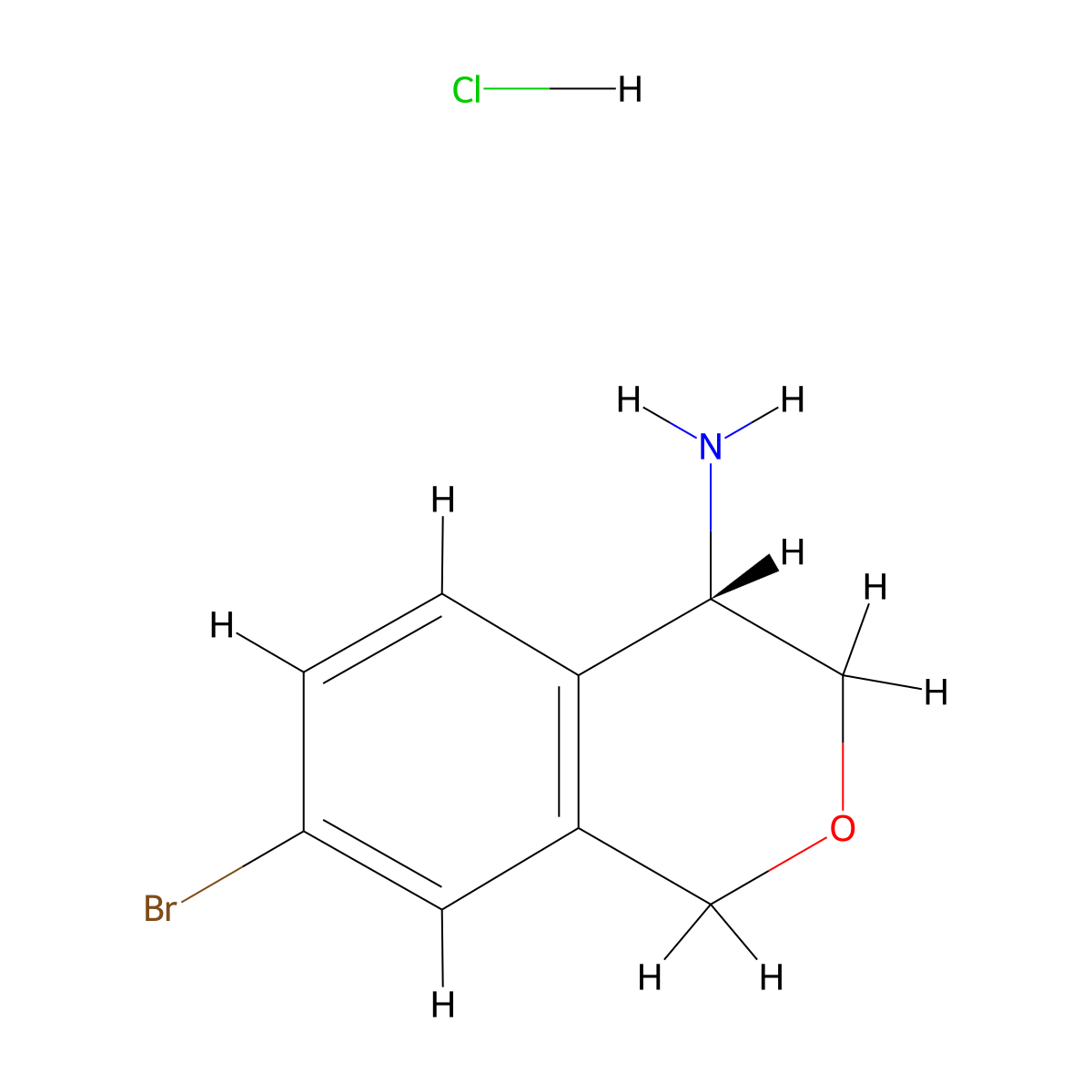 (4S)-7-bromo-3,4-dihydro-1H-2-benzopyran-4-aminehydrochloride molecular structure, CAS 2751603-17-3