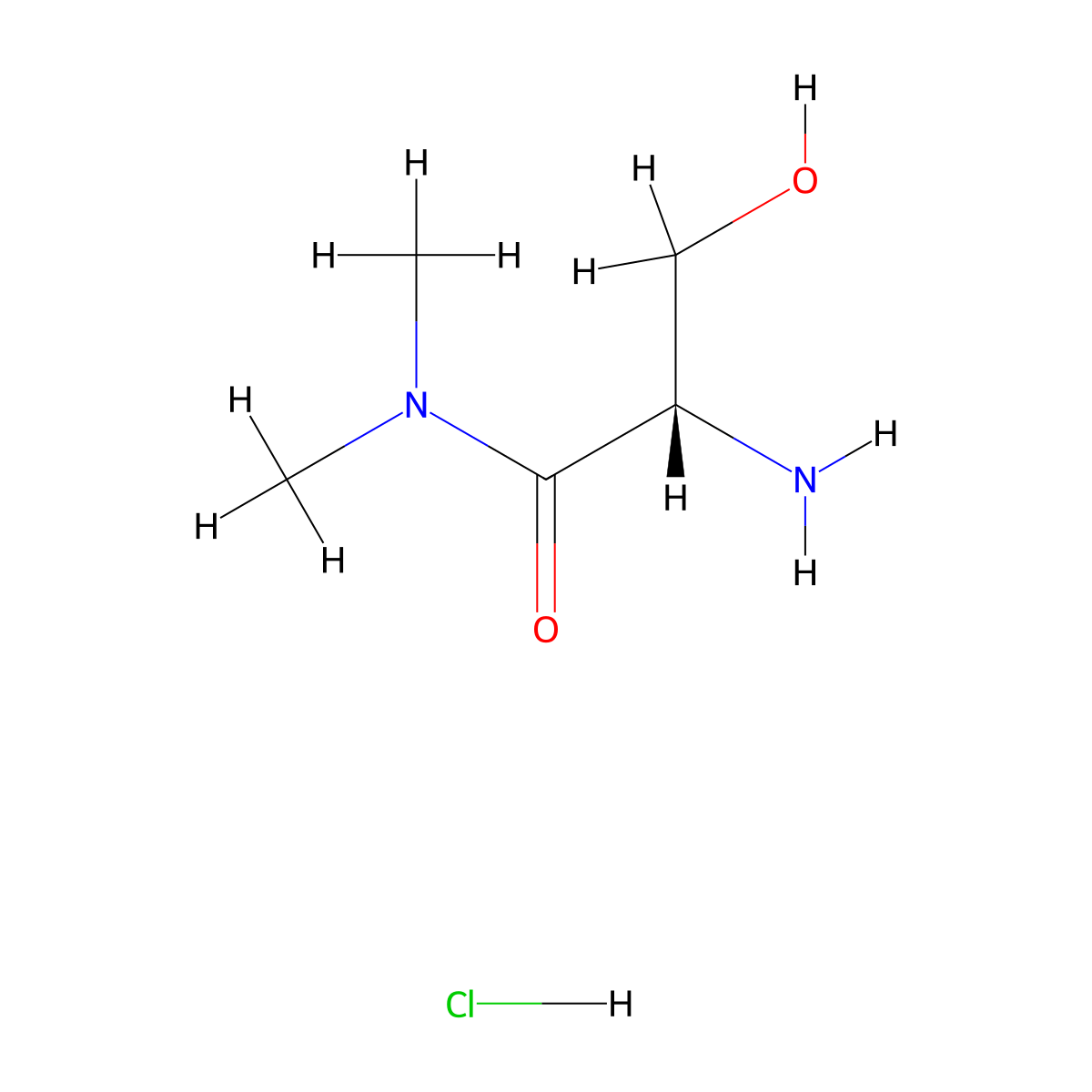(2S)-2-amino-3-hydroxy-N,N-dimethylpropanamide hydrochloride molecular structure, CAS 2751603-21-9