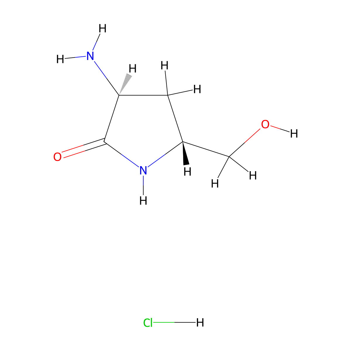 (3S,5R)-3-amino-5-(hydroxymethyl)pyrrolidin-2-onehydrochloride molecular structure, CAS 2751603-27-5