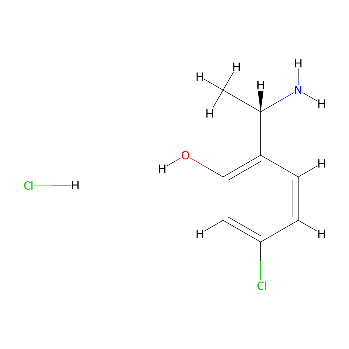2-[(1S)-1-aminoethyl]-5-chlorophenol hydrochloride molecular structure, CAS 2751603-38-8
