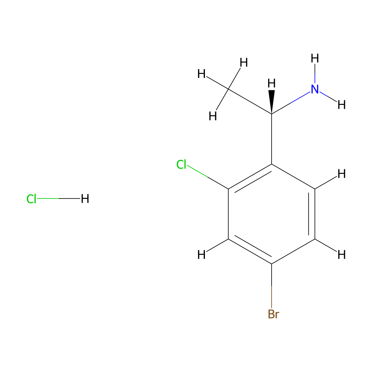 (1S)-1-(4-bromo-2-chlorophenyl)ethan-1-aminehydrochloride molecular structure, CAS 2751603-40-2