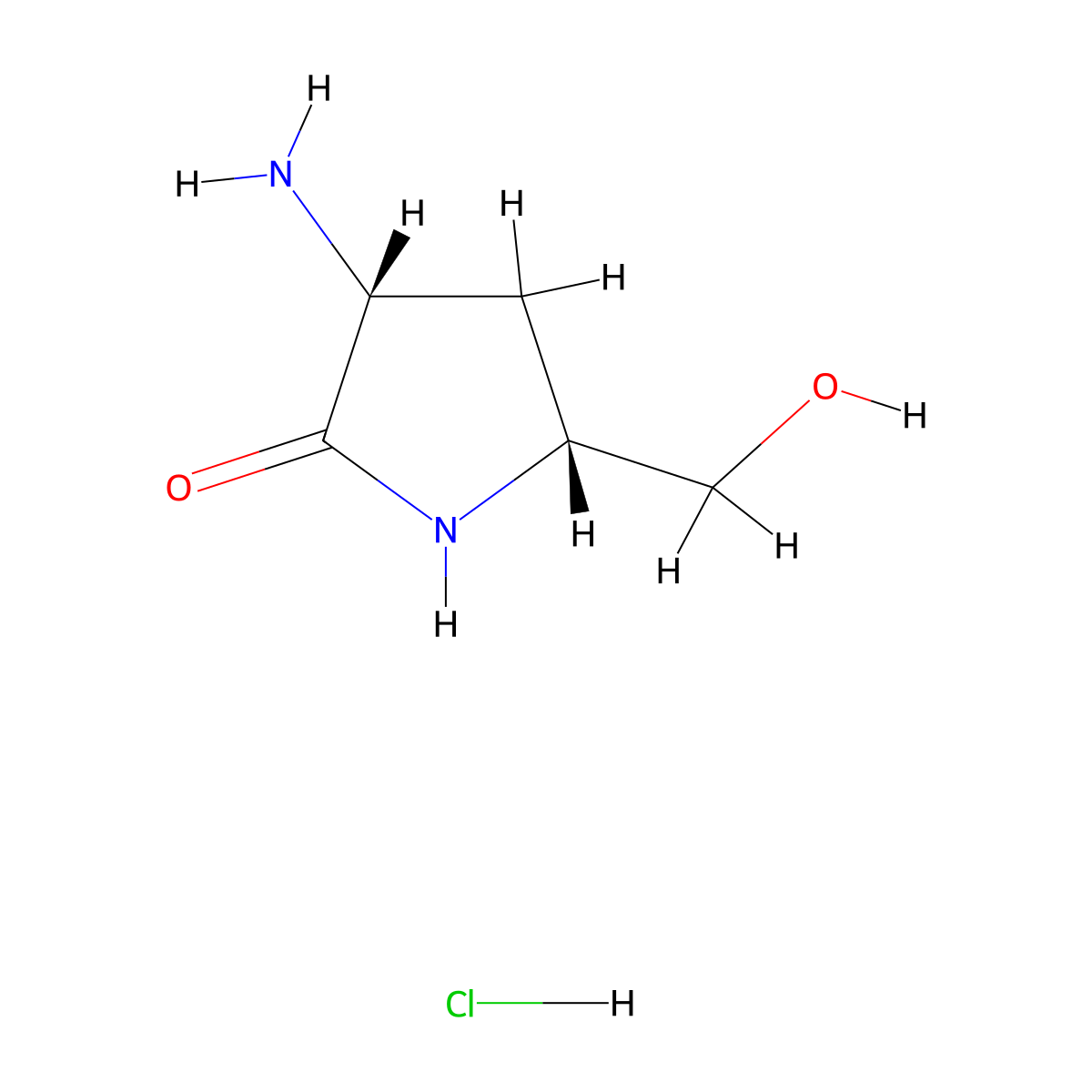 (3R,5R)-3-amino-5-(hydroxymethyl)pyrrolidin-2-one hydrochloride molecular structure, CAS 2751603-44-6