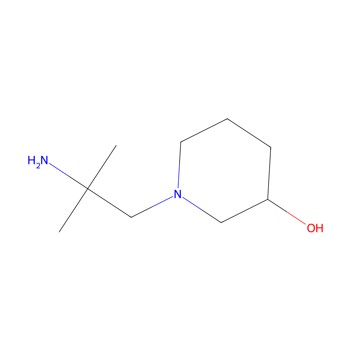 (3R)-1-(2-amino-2-methylpropyl)piperidin-3-ol molecular structure, CAS 2751603-45-7