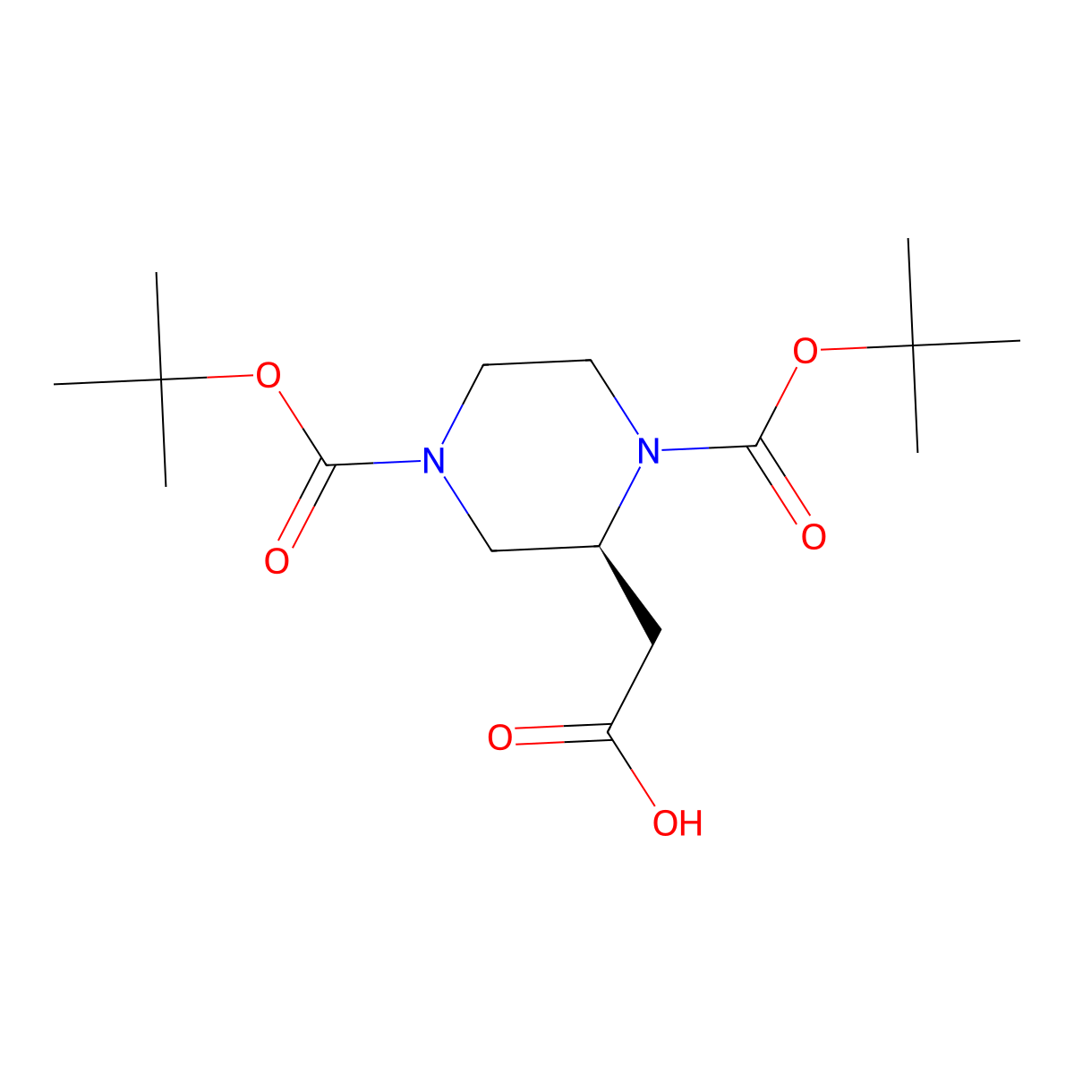 2-[(2S)-1,4-bis[(tert-butoxy)carbonyl]piperazin-2-yl]aceticacid molecular structure, CAS 2751603-58-2