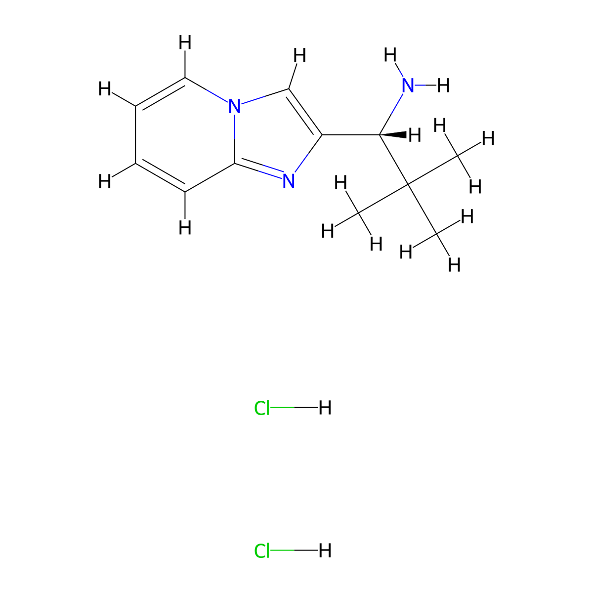 (1R)-1-(imidazo(1,2-a)pyridin-2-yl)-2,2-dimethylpropan-1-amine dihydrochloride molecular structure, CAS 2751603-60-6