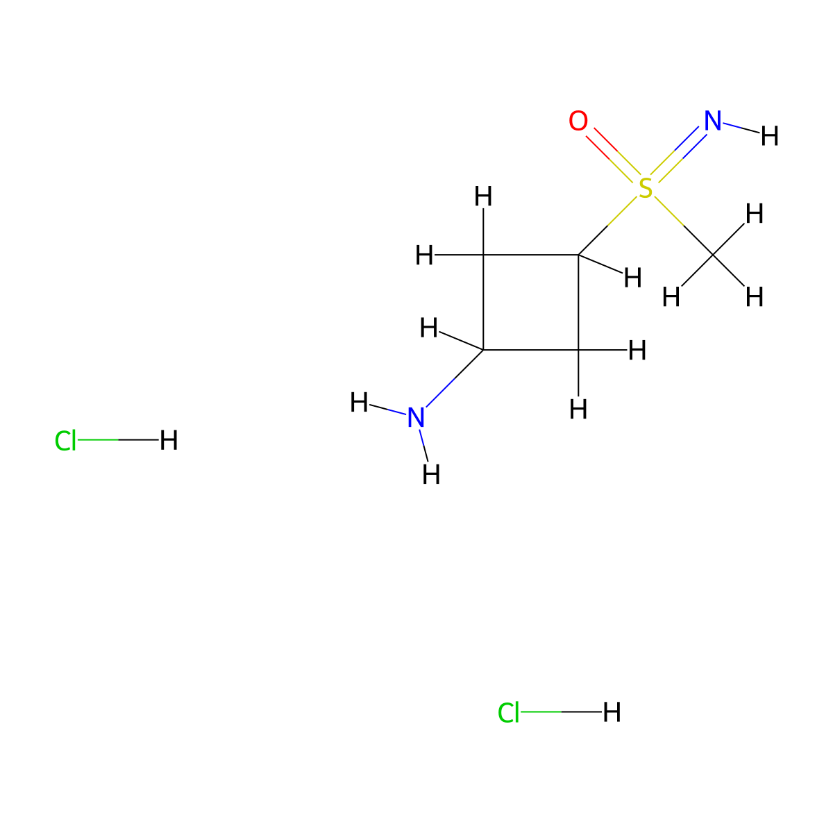 Rac-imino(methyl)[(1r,3r)-3-aminocyclobutyl]-lambda6-sulfanone dihydrochloride molecular structure, CAS 2751608-20-3