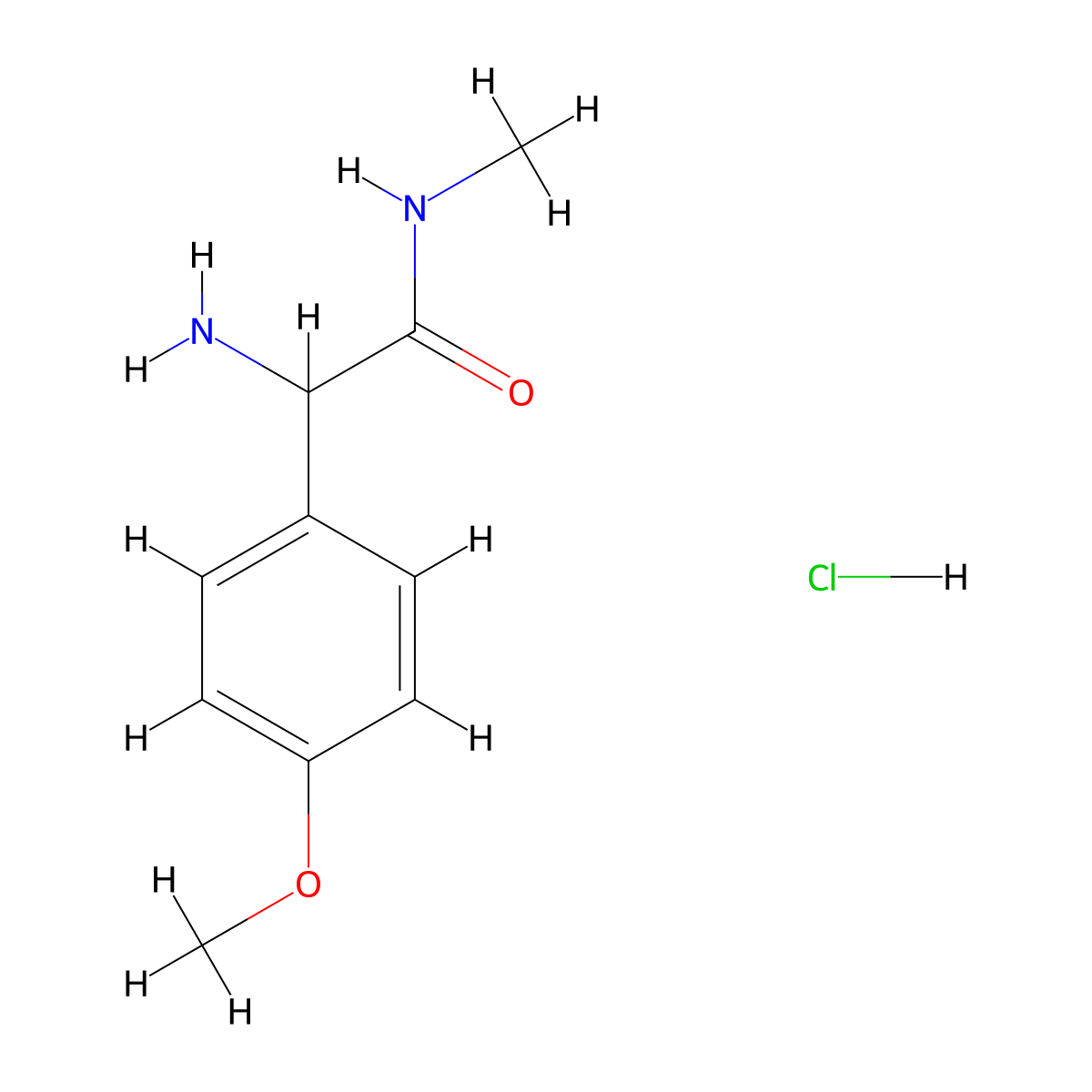 2-amino-2-(4-methoxyphenyl)-N-methylacetamide hydrochloride molecular structure, CAS 2751610-15-6