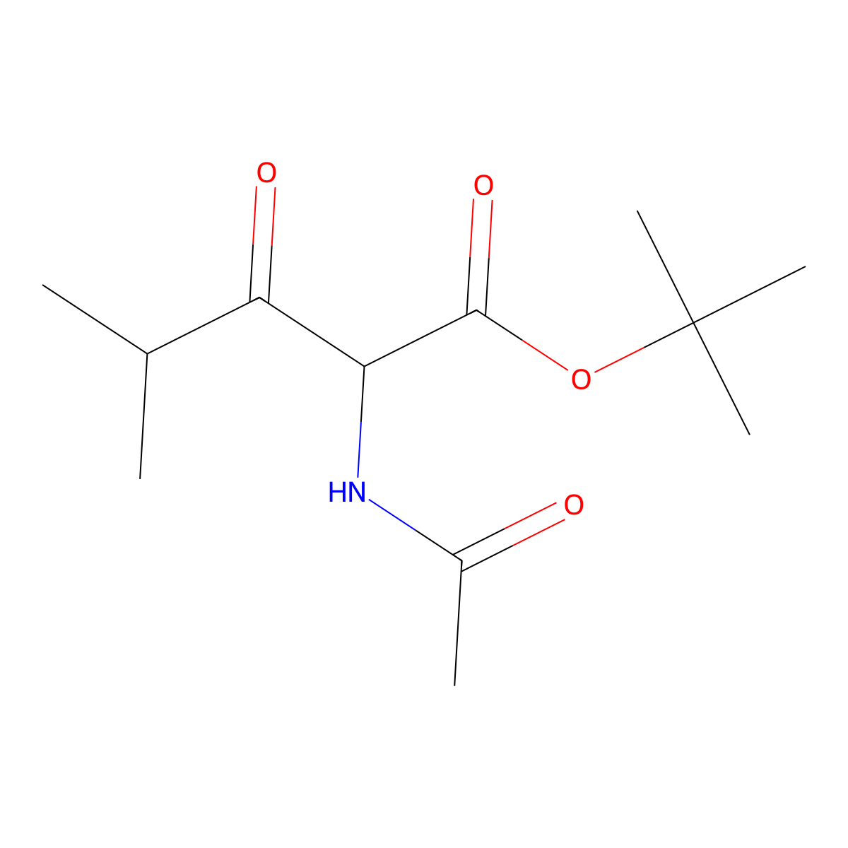 Tert-butyl 2-acetamido-4-methyl-3-oxopentanoate molecular structure, CAS 2751610-18-9