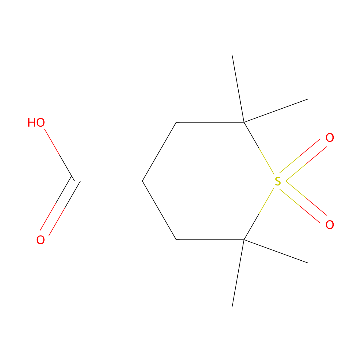 2,2,6,6-Tetramethyl-1,1-dioxo-1lambda6-thiane-4-carboxylicacid molecular structure, CAS 2751610-22-5