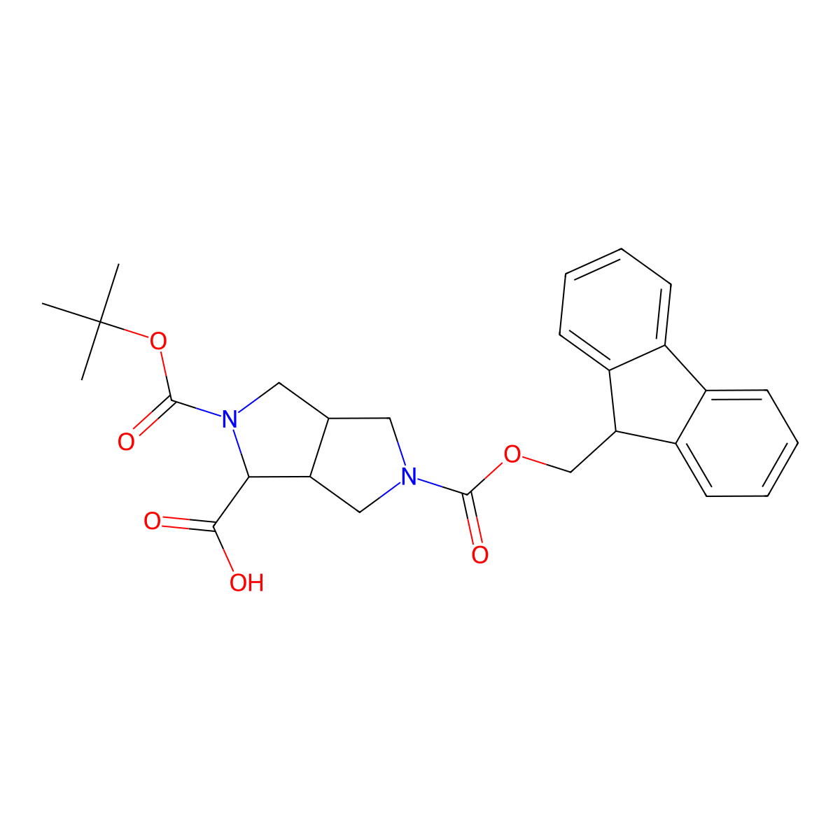 2-[(tert-butoxy)carbonyl]-5-{[(9H-fluoren-9-yl)methoxy]carbonyl}-octahydropyrrolo[3,4-c]pyrrole-1-carboxylic acid molecular structure, CAS 2751610-24-7
