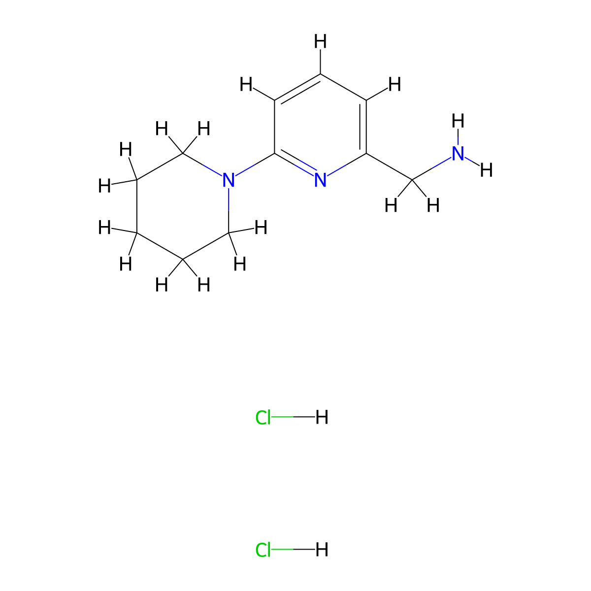 1-[6-(Piperidin-1-yl)pyridin-2-yl]methanamine dihydrochloride molecular structure, CAS 2751610-29-2