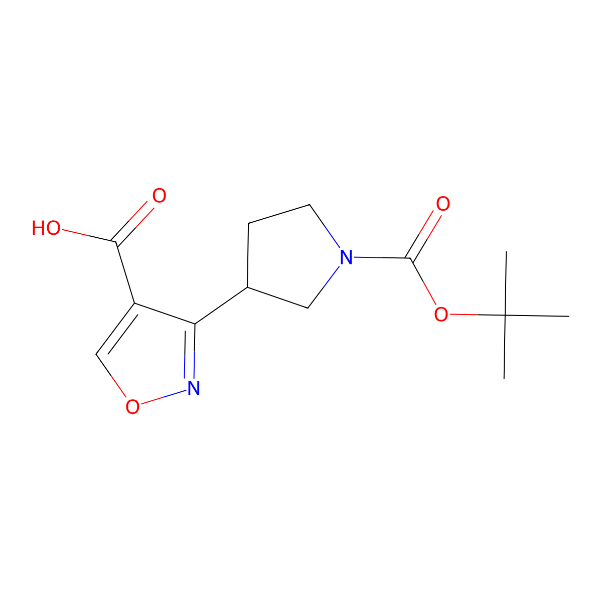 3-{1-[(Tert-butoxy)carbonyl]pyrrolidin-3-yl}-1,2-oxazole-4-carboxylic acid molecular structure, CAS 2751610-30-5