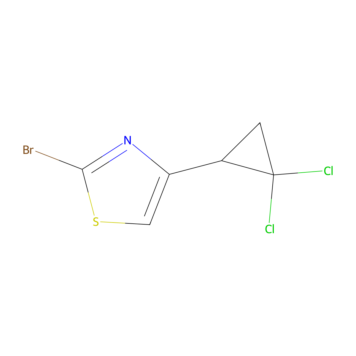 2-Bromo-4-(2,2-dichlorocyclopropyl)-1,3-thiazole molecular structure, CAS 2751610-37-2