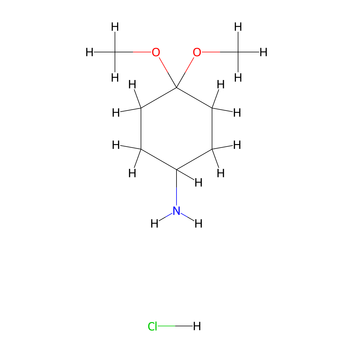 4,4-Dimethoxycyclohexan-1-aminehydrochloride molecular structure, CAS 2751610-46-3