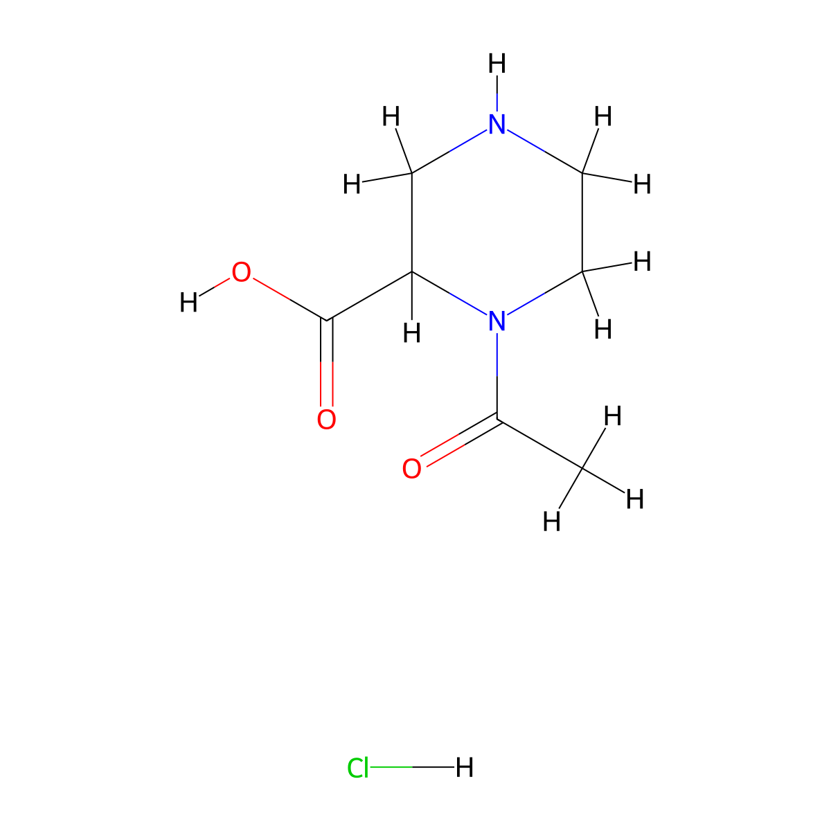 1-Acetylpiperazine-2-carboxylicacidhydrochloride molecular structure, CAS 2751610-47-4