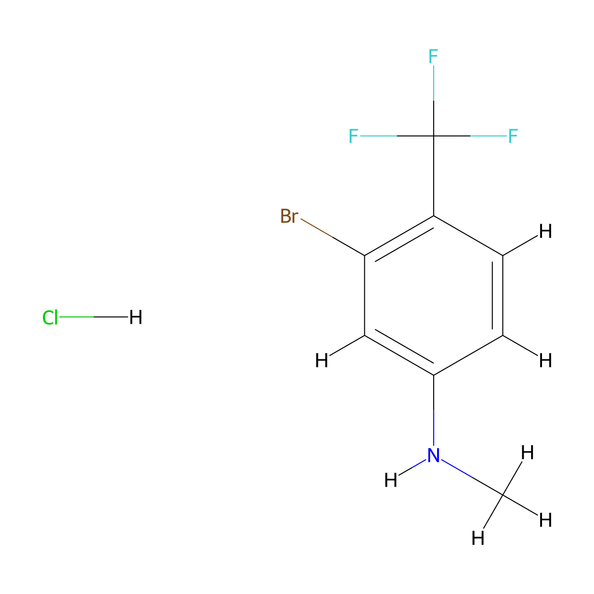 3-bromo-N-methyl-4-(trifluoromethyl)aniline hydrochloride molecular structure, CAS 2751610-49-6