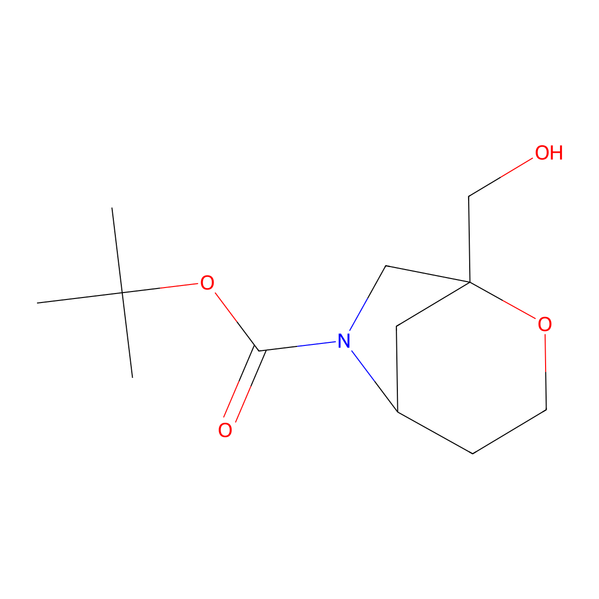 Tert-butyl 1-(hydroxymethyl)-2-oxa-6-azabicyclo[3.2.1]octane-6-carboxylate molecular structure, CAS 2751610-62-3
