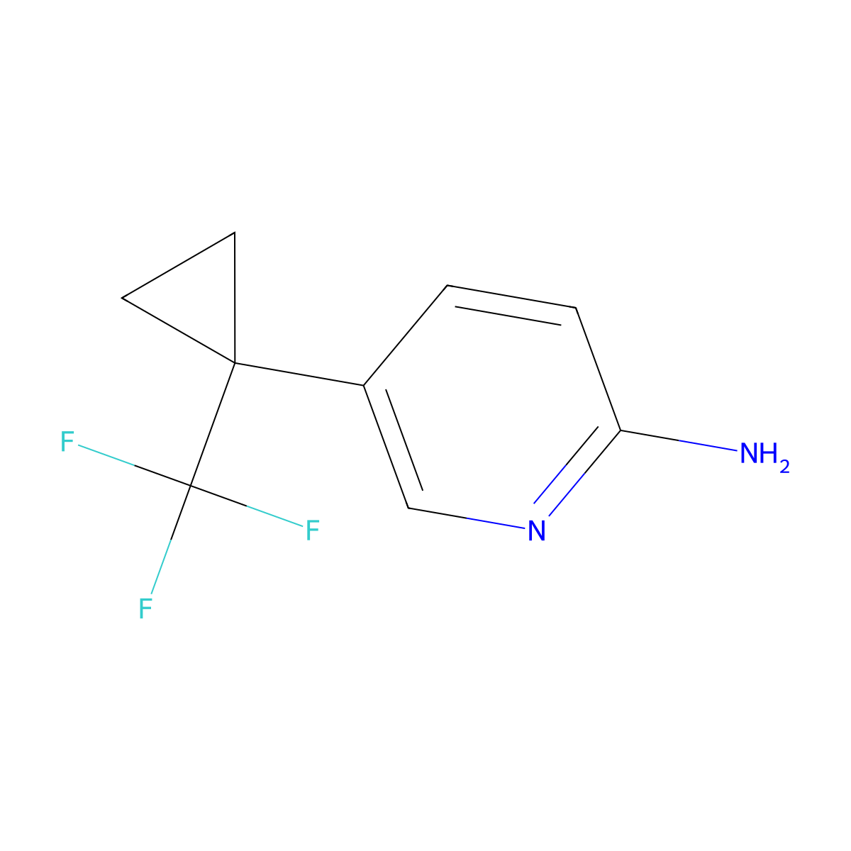 5-[1-(Trifluoromethyl)cyclopropyl]pyridin-2-amine molecular structure, CAS 2751610-66-7