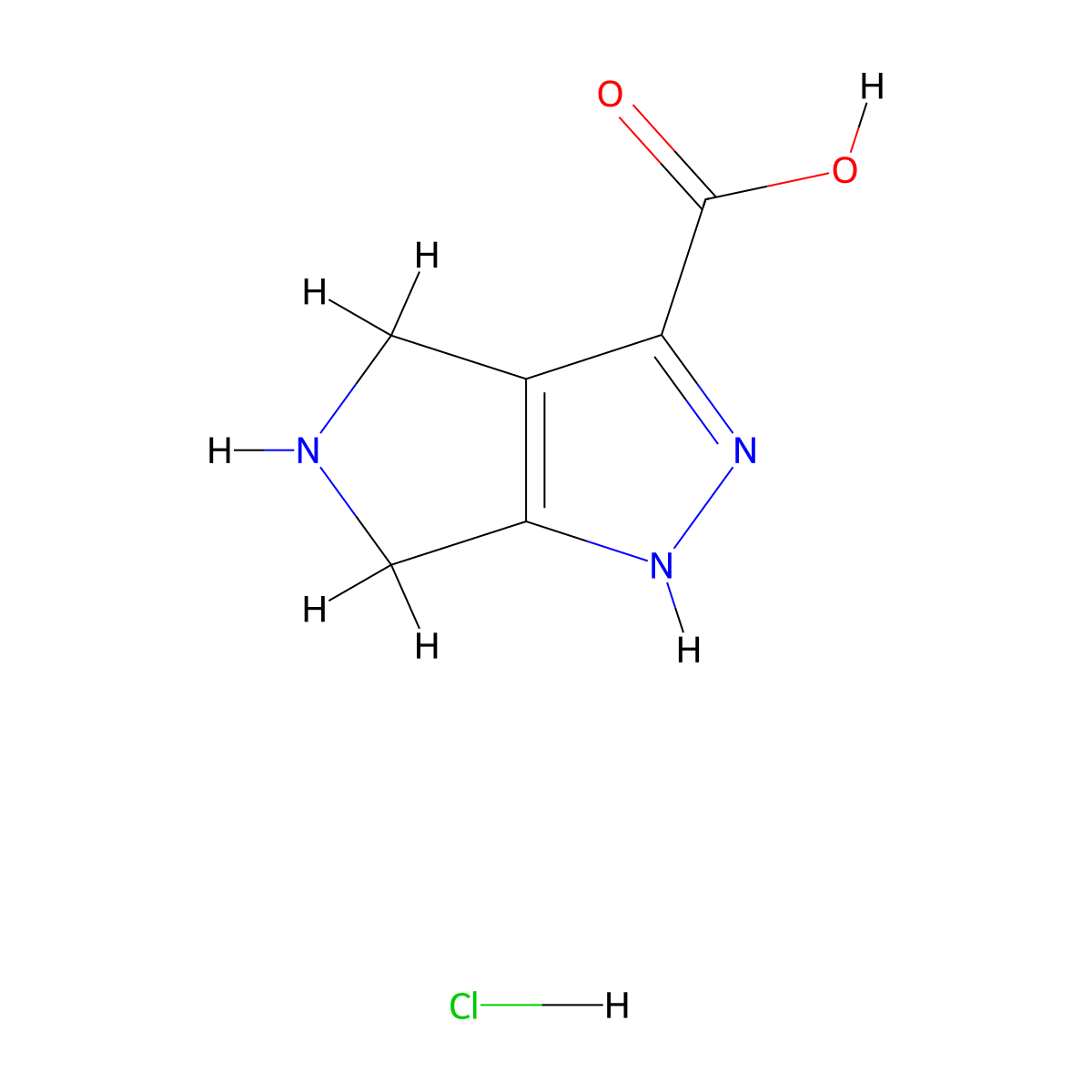 2H,4H,5H,6H-pyrrolo[3,4-c]pyrazole-3-carboxylicacidhydrochloride molecular structure, CAS 2751610-77-0