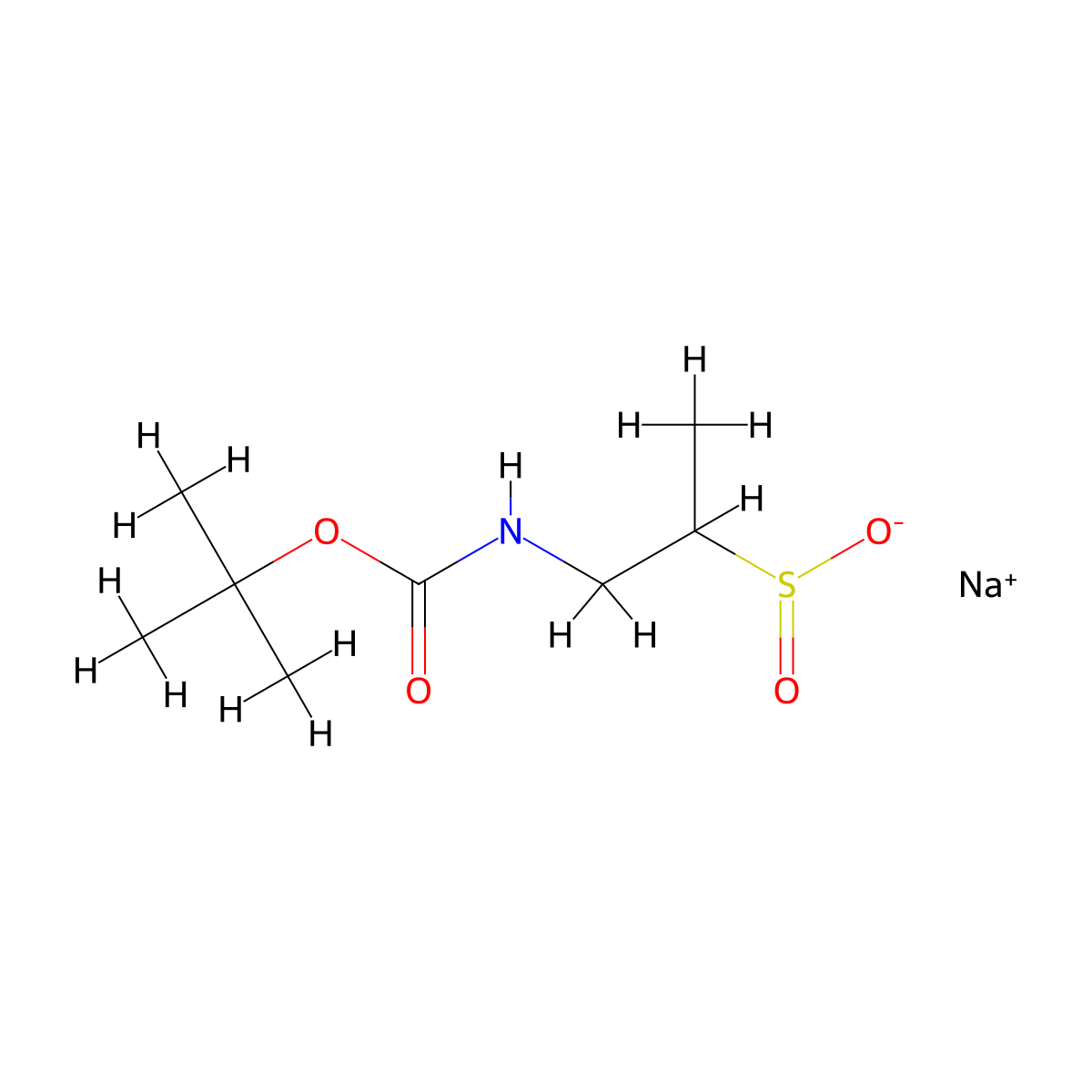 Sodium1-{[(tert-butoxy)carbonyl]amino}propane-2-sulfinate molecular structure, CAS 2751610-79-2