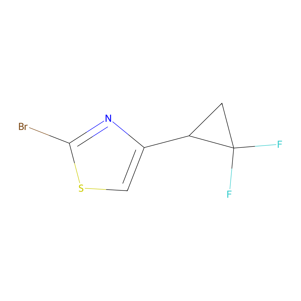 2-Bromo-4-(2,2-difluorocyclopropyl)-1,3-thiazole molecular structure, CAS 2751610-95-2