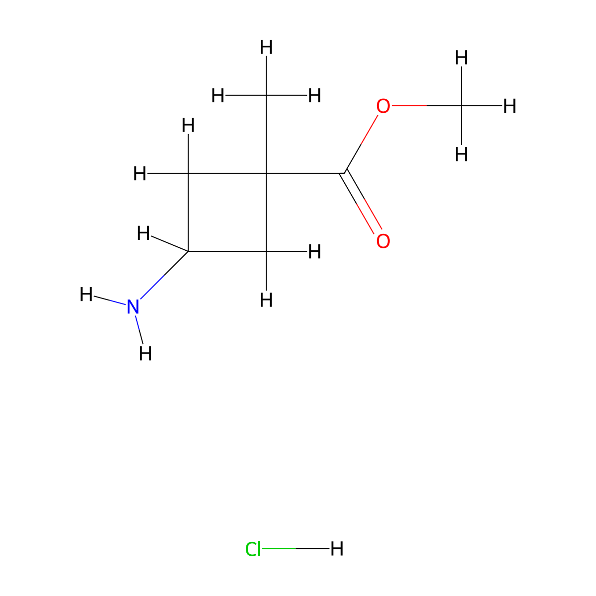 Methyl 3-amino-1-methylcyclobutane-1-carboxylate hydrochloride molecular structure, CAS 2751610-97-4
