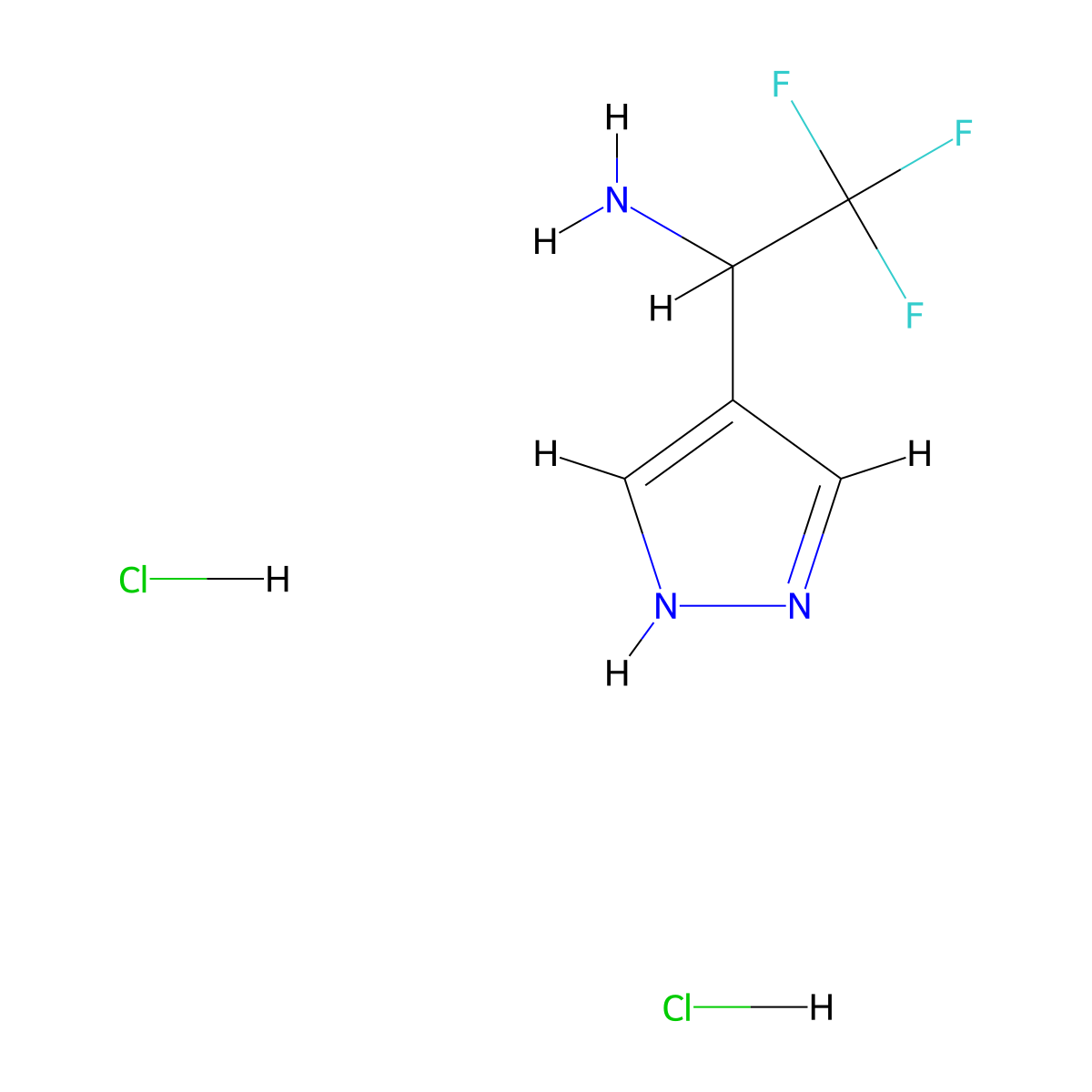 2,2,2-trifluoro-1-(1H-pyrazol-4-yl)ethan-1-aminedihydrochloride molecular structure, CAS 2751611-01-3