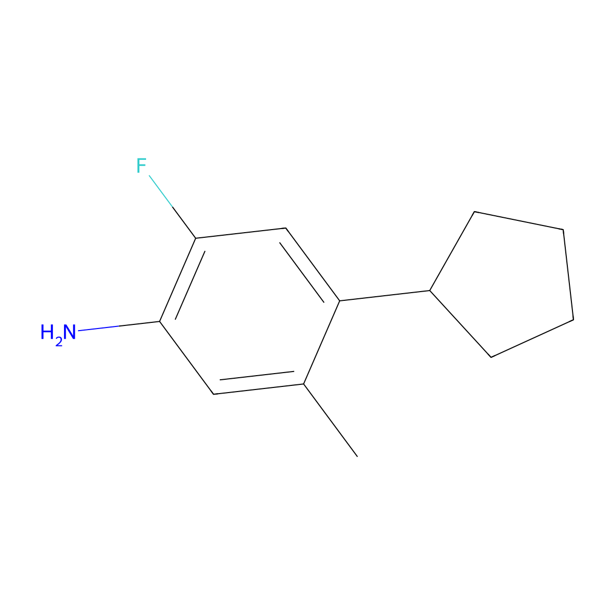 4-Cyclopentyl-2-fluoro-5-methylaniline molecular structure, CAS 2751611-05-7