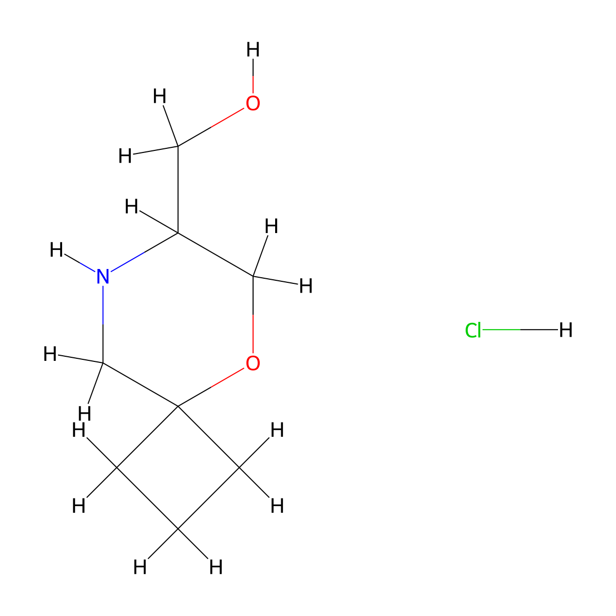 {5-Oxa-8-azaspiro[3.5]nonan-7-yl}methanolhydrochloride molecular structure, CAS 2751611-14-8