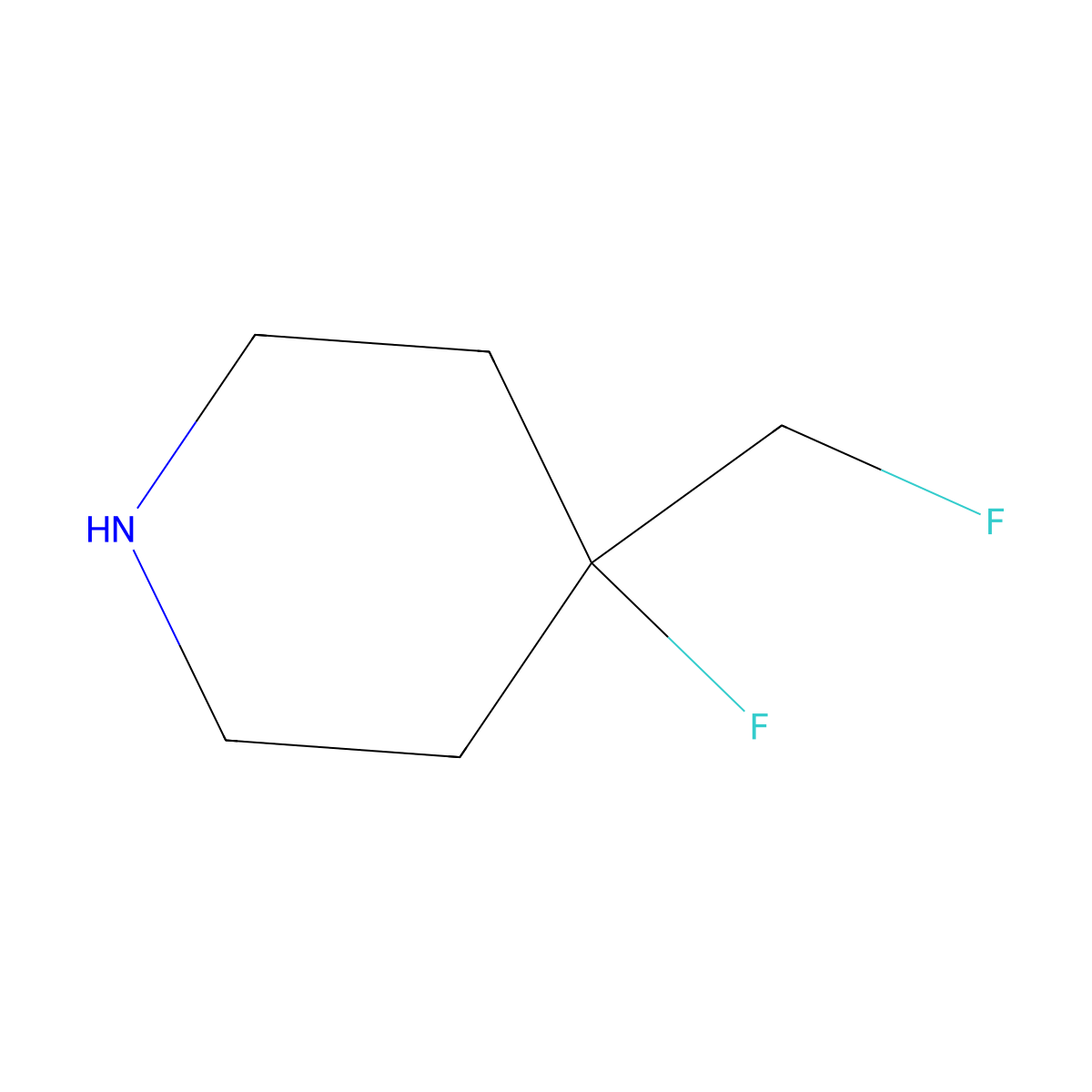 4-Fluoro-4-(fluoromethyl)piperidine molecular structure, CAS 2751611-19-3