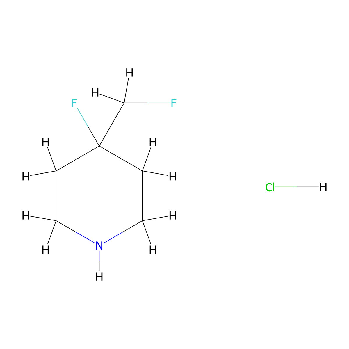 4-Fluoro-4-(fluoromethyl)piperidine hydrochloride molecular structure, CAS 2751611-20-6