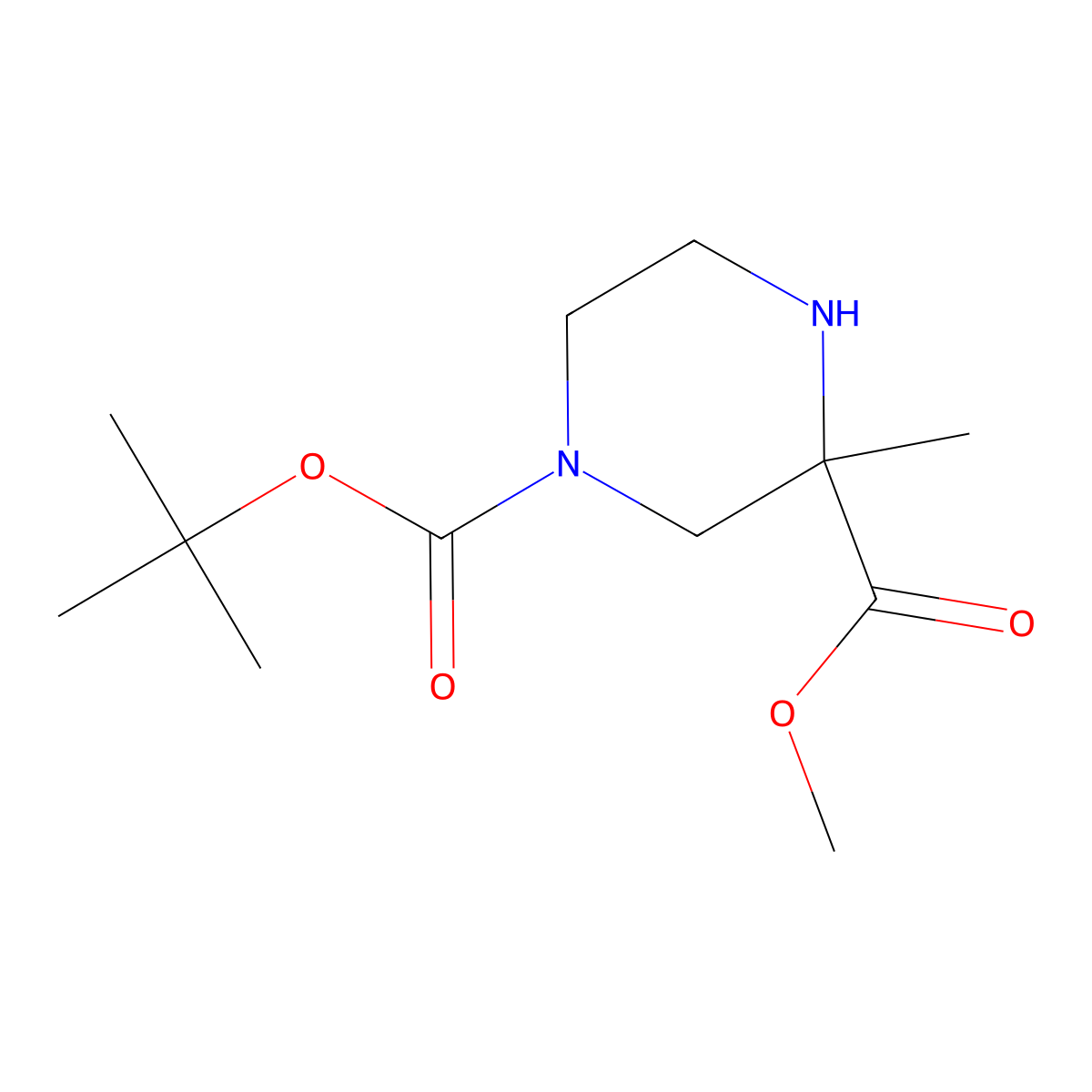 1-Tert-butyl 3-methyl 3-methylpiperazine-1,3-dicarboxylate molecular structure, CAS 2751611-23-9