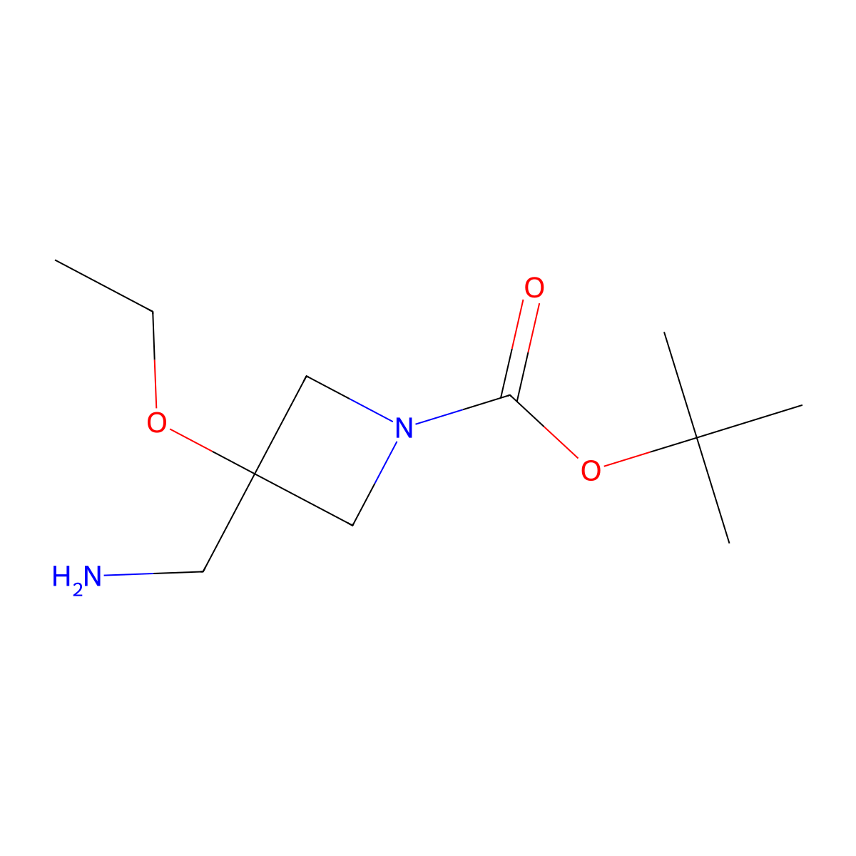 tert-Butyl 3-(aminomethyl)-3-ethoxyazetidine-1-carboxylate molecular structure, CAS 2751611-38-6