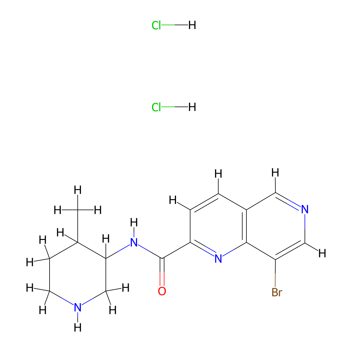 8-bromo-N-(4-methylpiperidin-3-yl)-1,6-naphthyridine-2-carboxamidedihydrochloride molecular structure, CAS 2751611-42-2