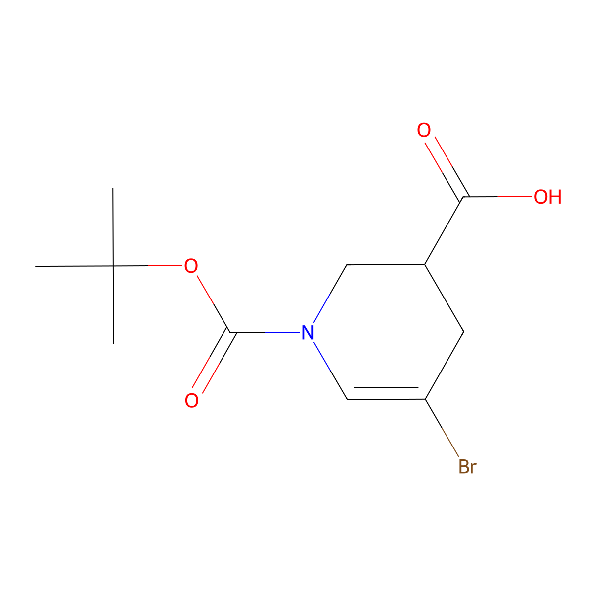 5-Bromo-1-[(tert-butoxy)carbonyl]-1,2,3,4-tetrahydropyridine-3-carboxylic acid molecular structure, CAS 2751611-44-4