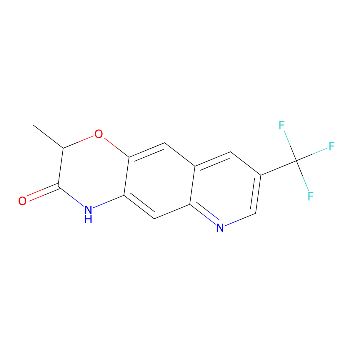 2-methyl-8-(trifluoromethyl)-2H,3H,4H-[1,4]oxazino[2,3-g]quinolin-3-one molecular structure, CAS 2751611-51-3