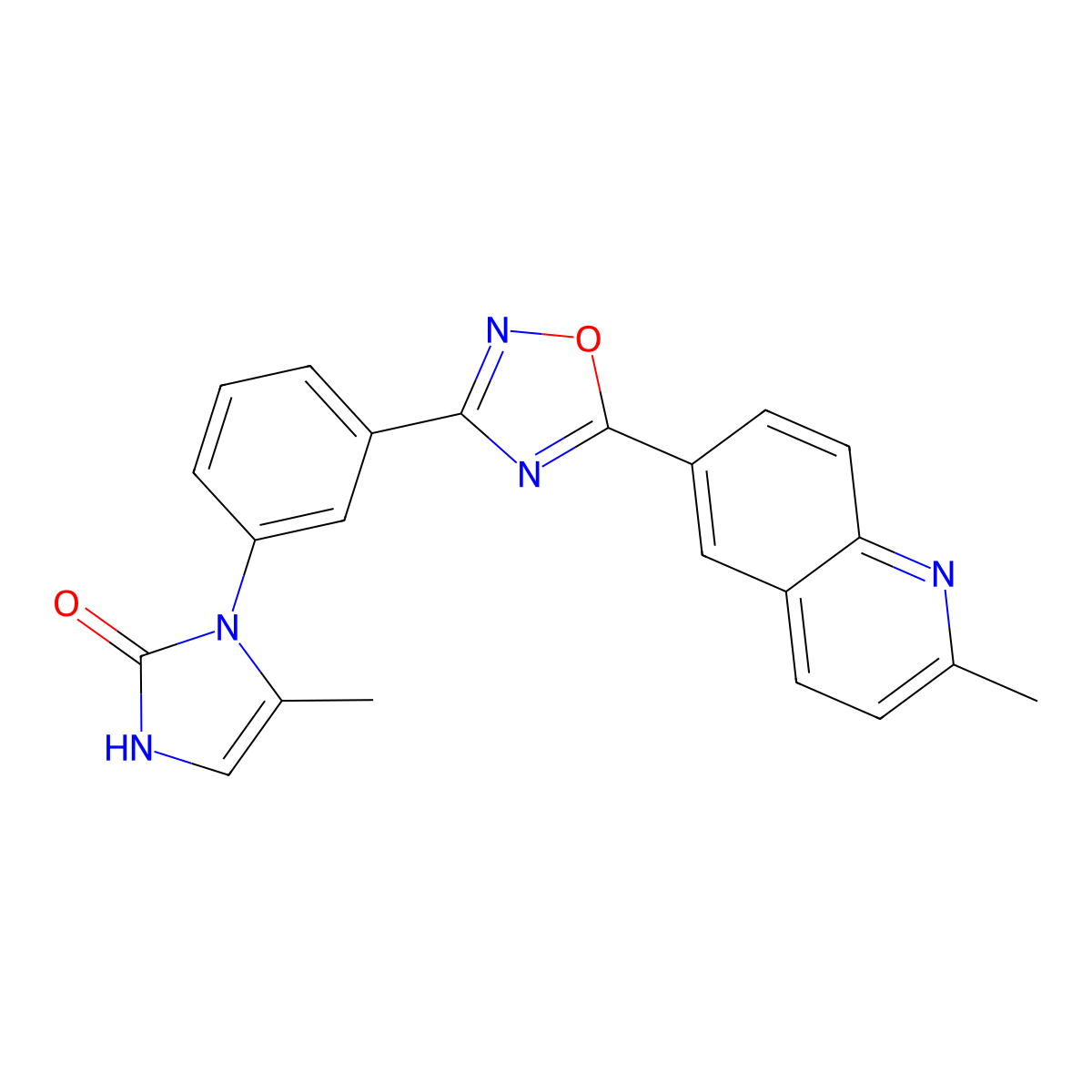 5-methyl-1-{3-[5-(2-methylquinolin-6-yl)-1,2,4-oxadiazol-3-yl]phenyl}-2,3-dihydro-1H-imidazol-2-one molecular structure, CAS 2751611-60-4
